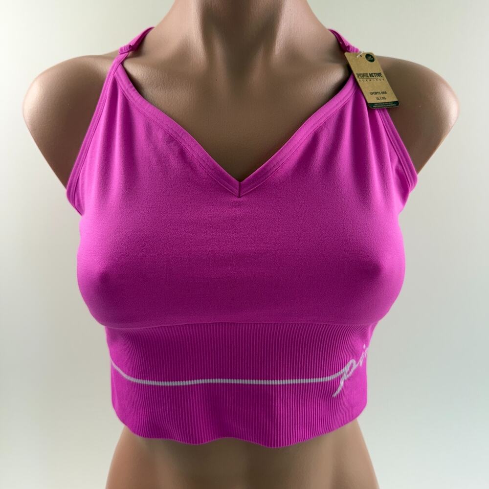 Victoria's Secret PINK Active Seamless Crop Long Line Sports Bra Pink XL NWT